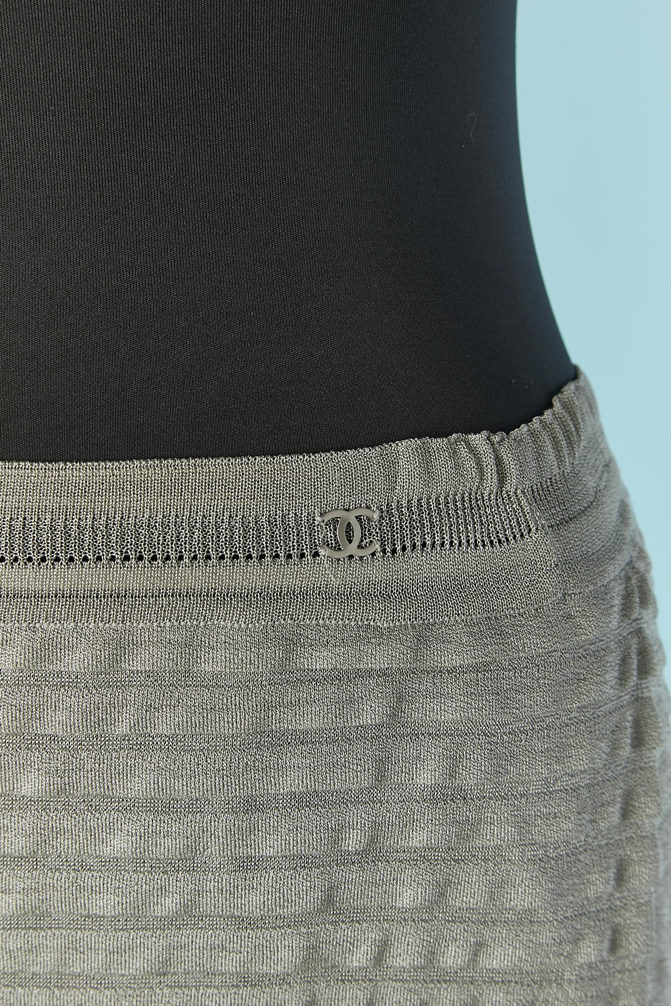 Grey pleated sleeveless top with double lay skirt CHANEL For Sale 7