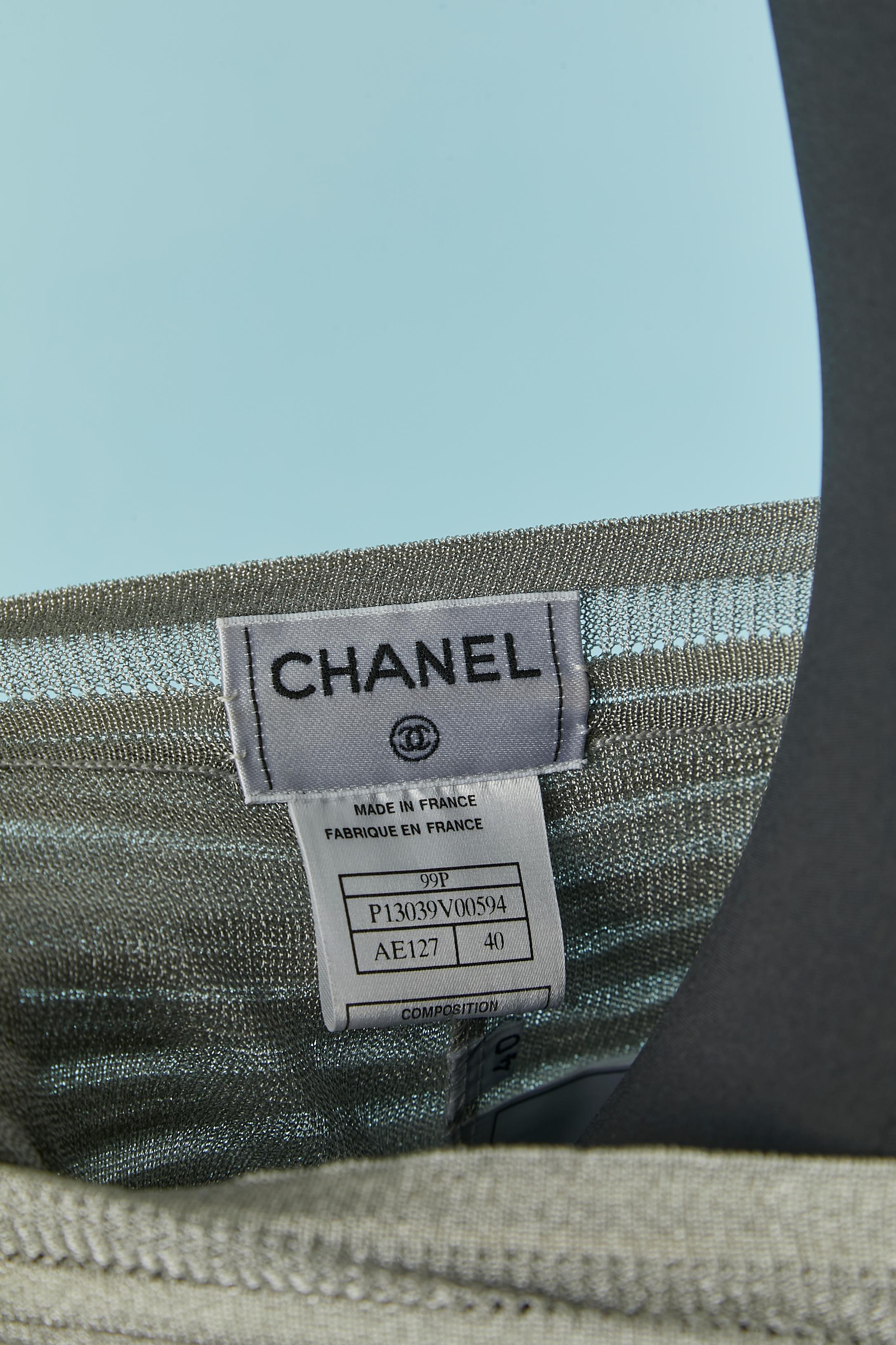 Grey pleated sleeveless top with double lay skirt CHANEL For Sale 8