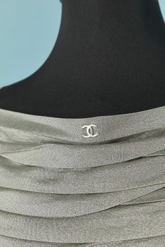 Grey pleated sleeveless top with double lay skirt CHANEL