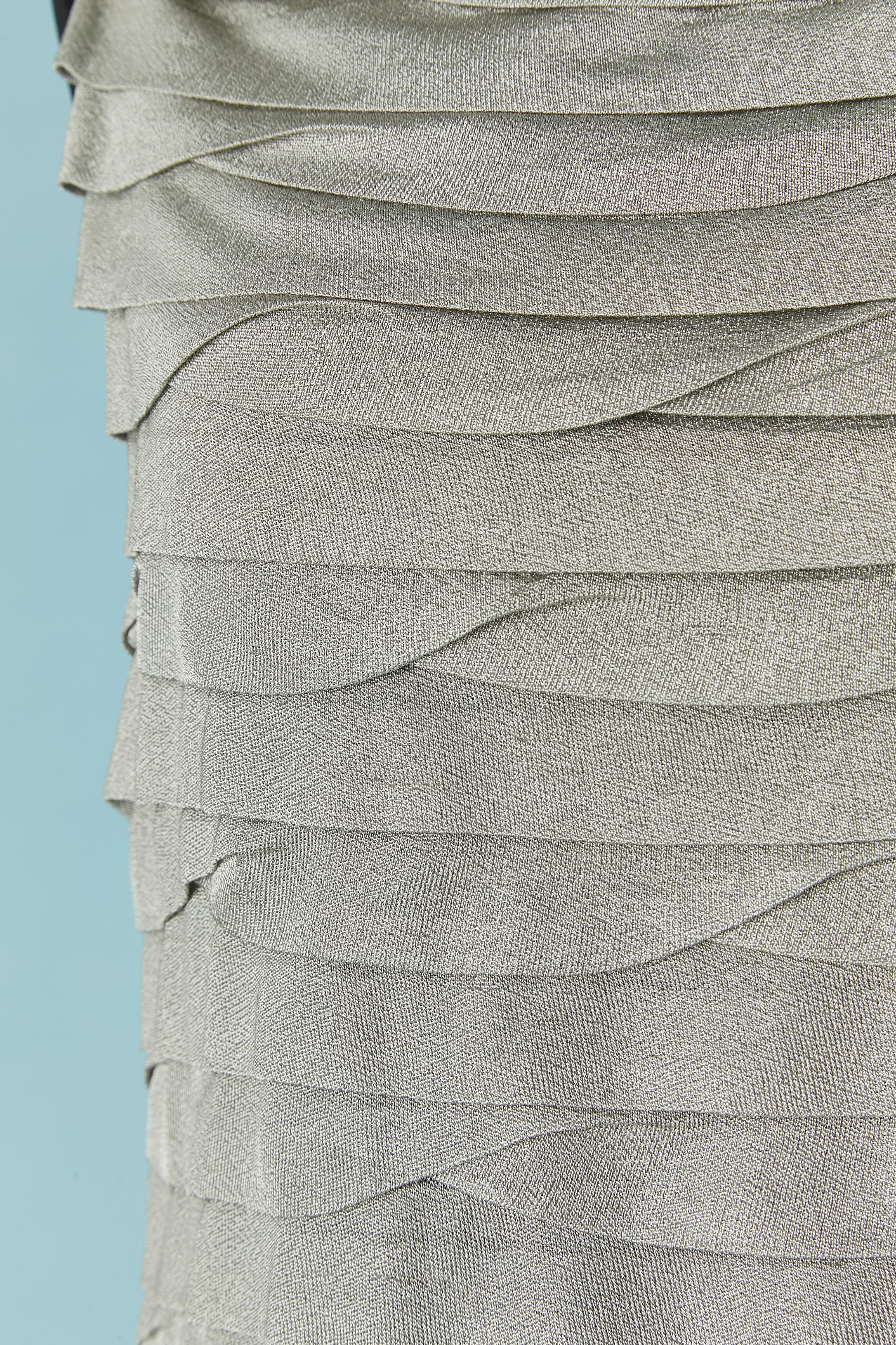 Gray Grey pleated sleeveless top with double lay skirt CHANEL For Sale
