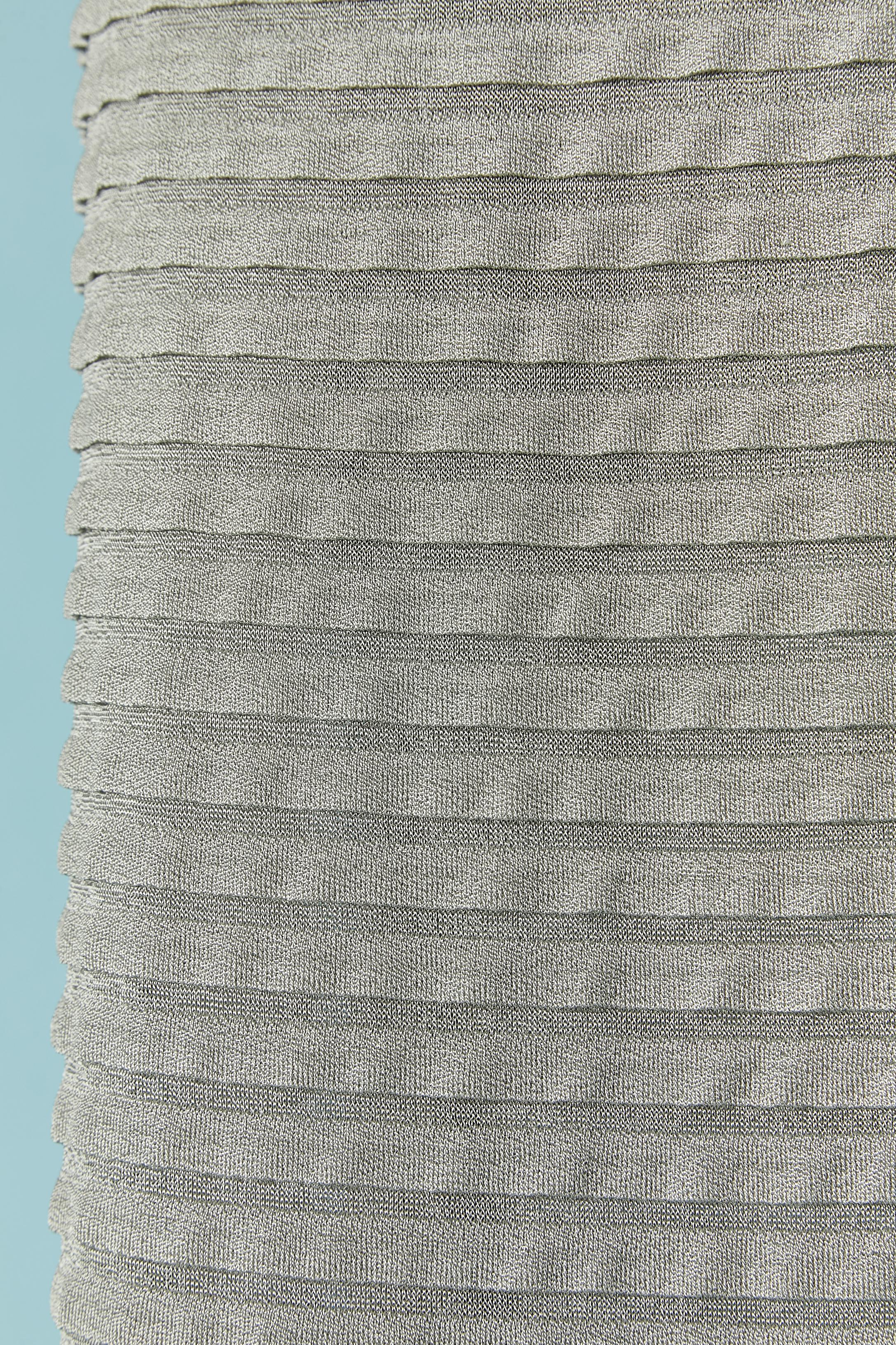 Grey pleated sleeveless top with double lay skirt CHANEL For Sale 2