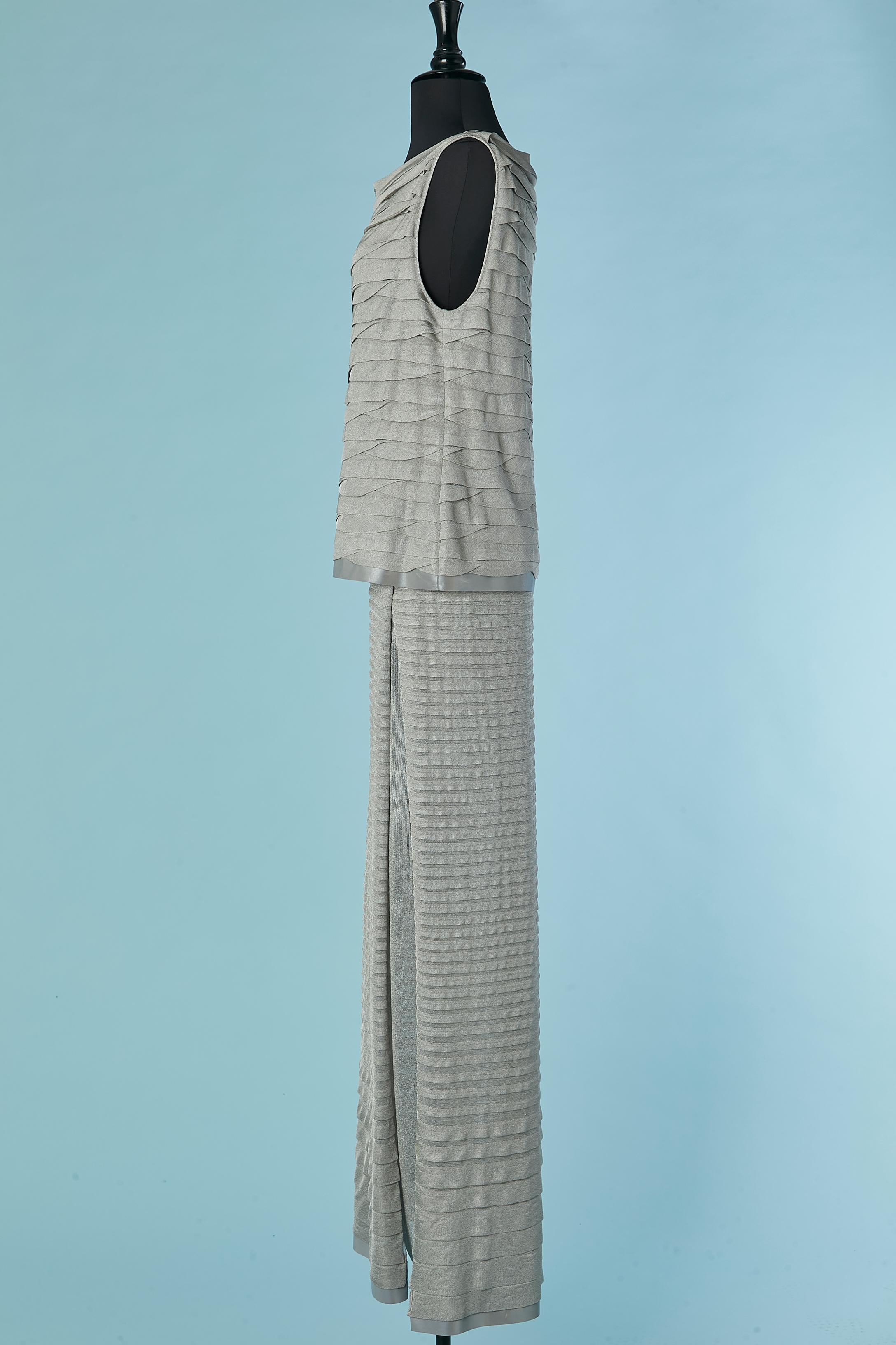Grey pleated sleeveless top with double lay skirt CHANEL For Sale 3