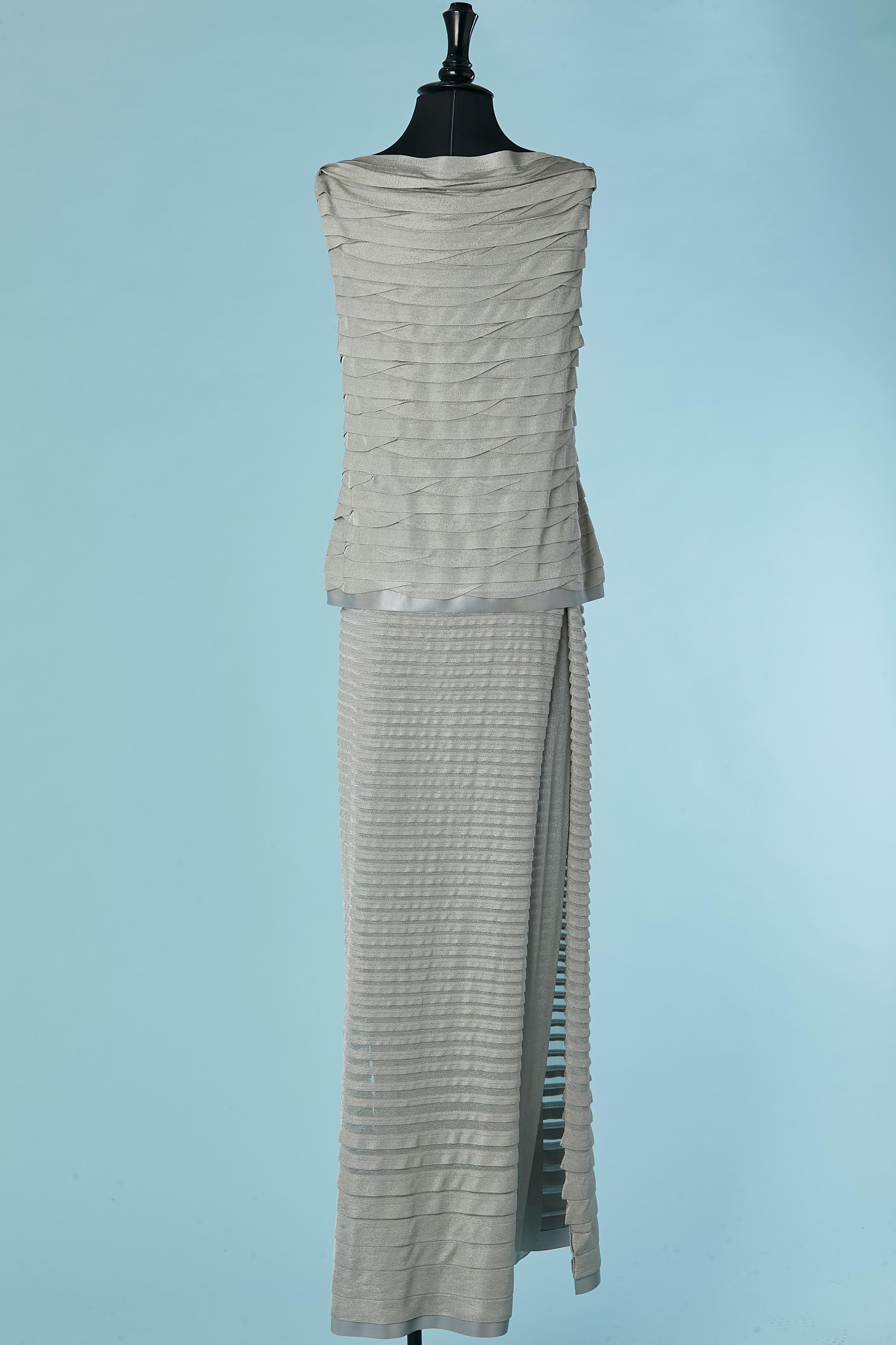 Grey pleated sleeveless top with double lay skirt CHANEL For Sale 4