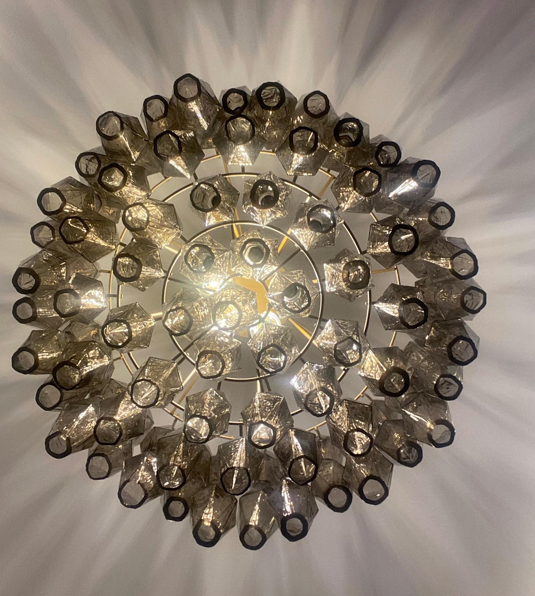 Grey Poliedri Murano Glass Chandeliers Carlo Scarpa Style For Sale 5