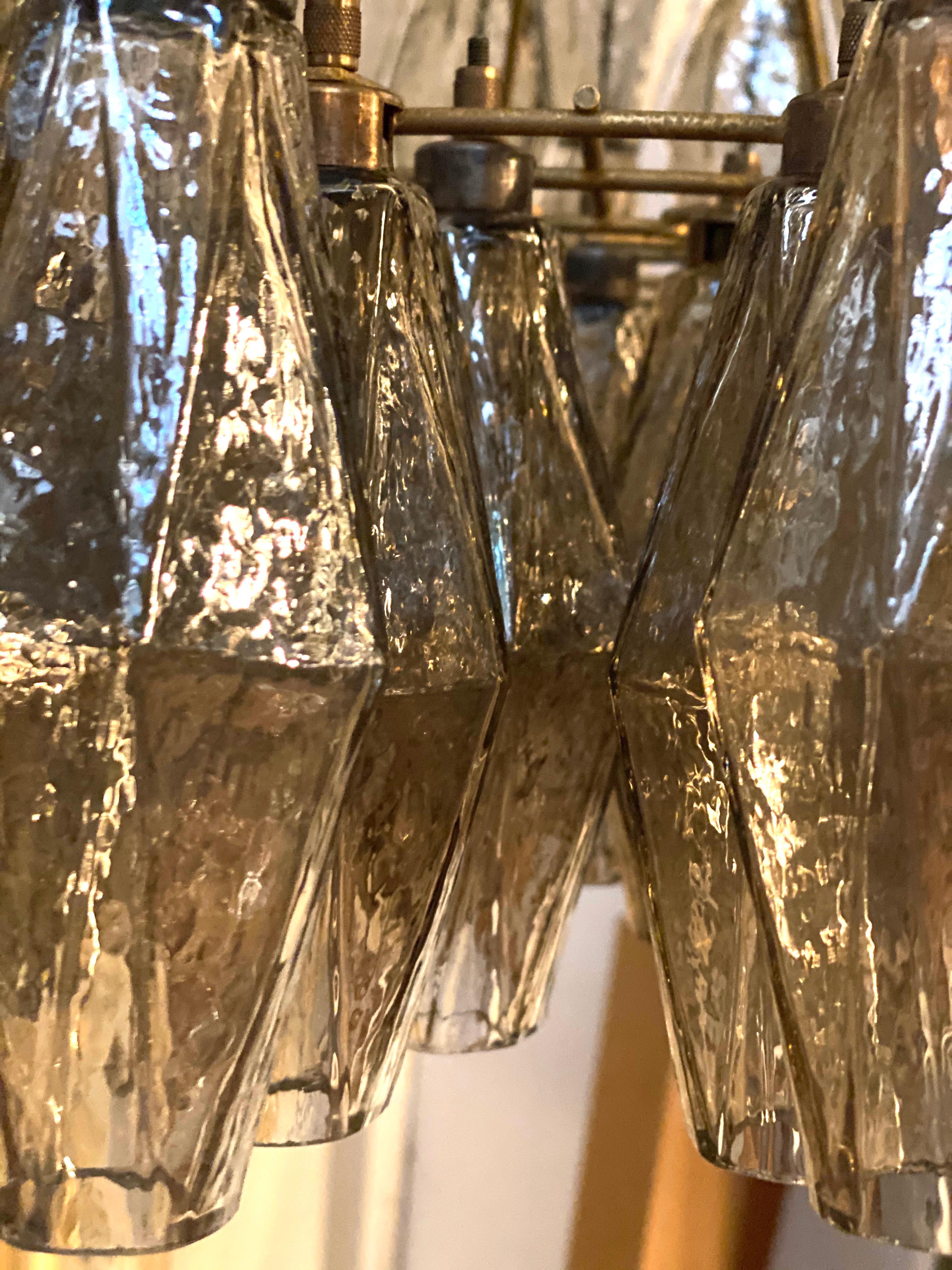 Grey Poliedri Murano Glass Chandeliers Carlo Scarpa Style 6