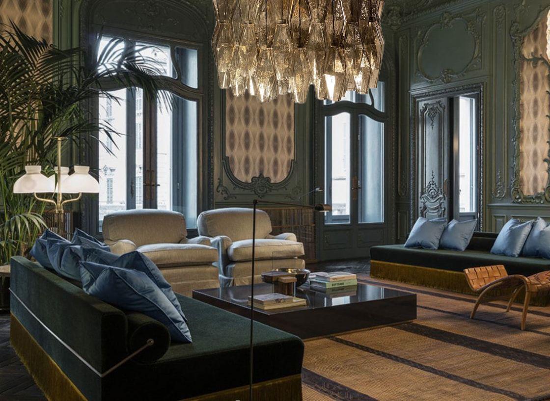 Grey Poliedri Murano Glass Chandeliers Carlo Scarpa Style In Excellent Condition In Rome, IT