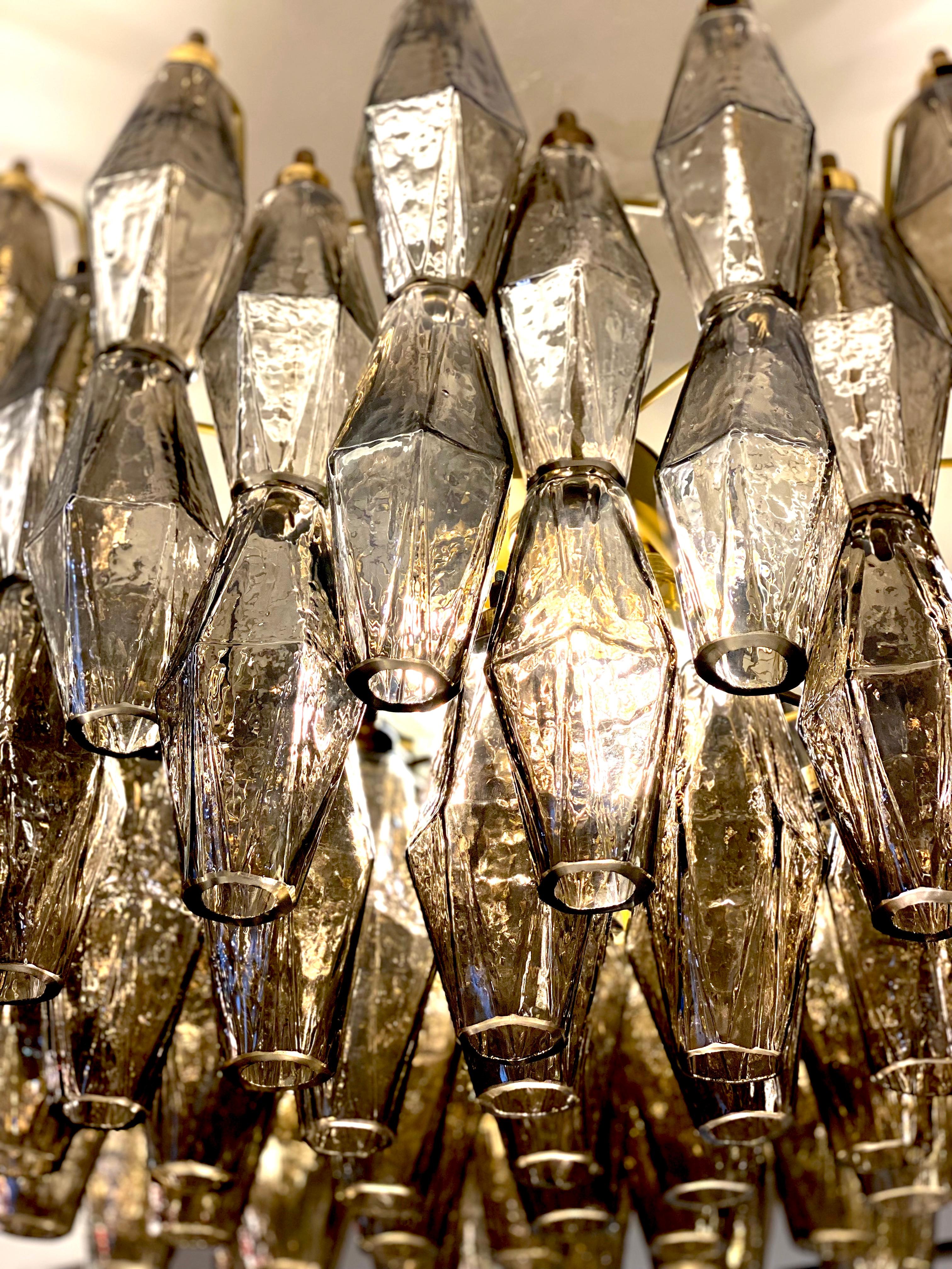 20th Century Grey Poliedri Murano Glass Chandeliers Carlo Scarpa Style For Sale
