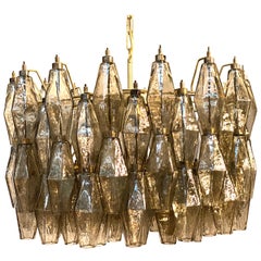 Grey Poliedri Murano Glass Chandeliers Carlo Scarpa Style