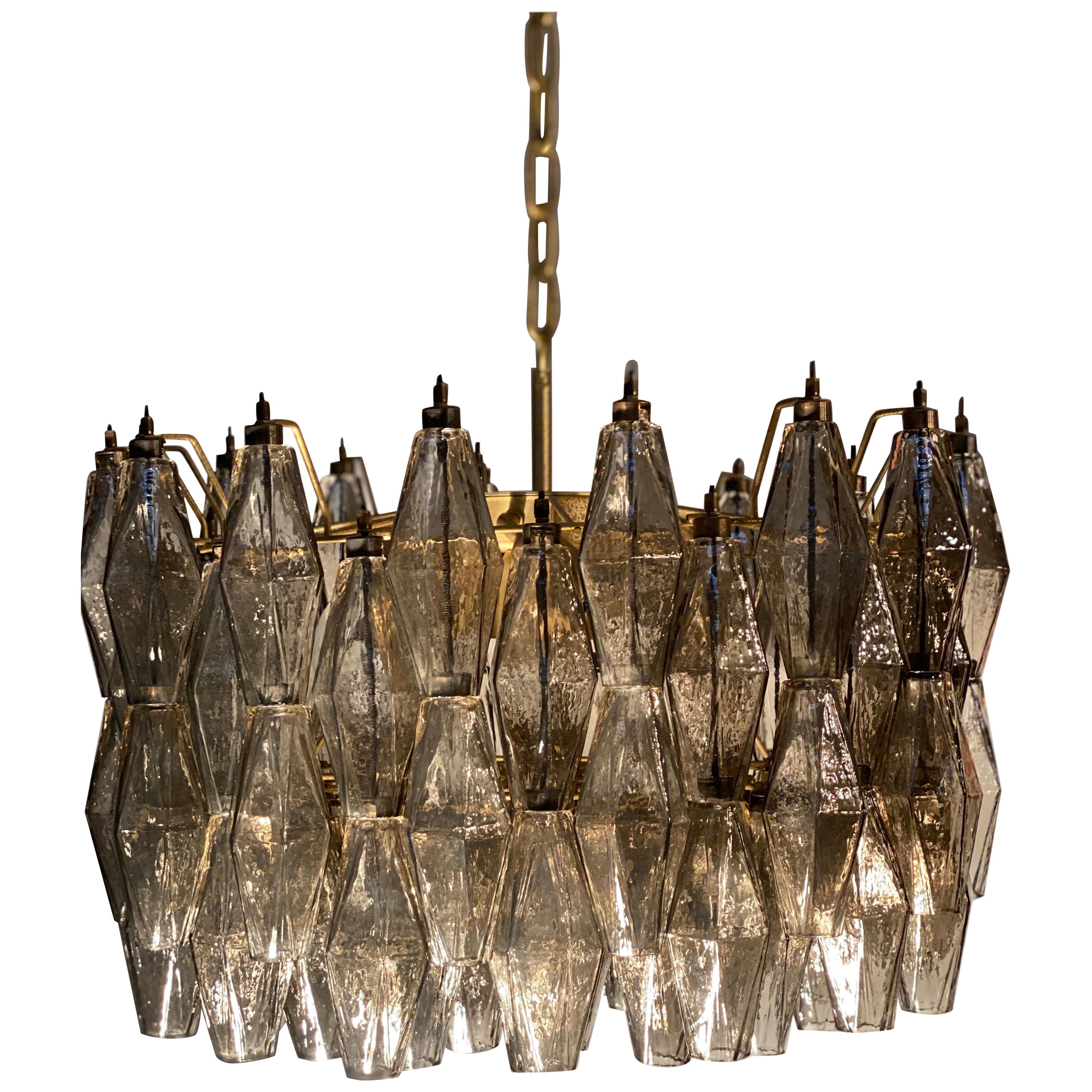 Lampadari in vetro di Murano grigio Poliedri Stile Carlo Scarpa