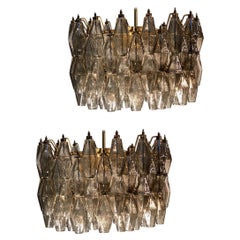 Lampadari in vetro di Murano grigio Poliedri Stile Carlo Scarpa