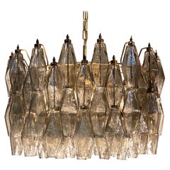 Grey Poliedri Murano Glass Chandeliers Carlo Scarpa Style