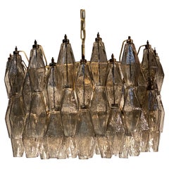 Grey Poliedri Murano Glass Chandeliers Carlo Scarpa Style