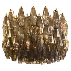 Grey Poliedri Murano Glass Chandeliers Carlo Scarpa Style