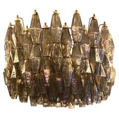 Grey Poliedri Murano Glass Chandeliers Carlo Scarpa Style
