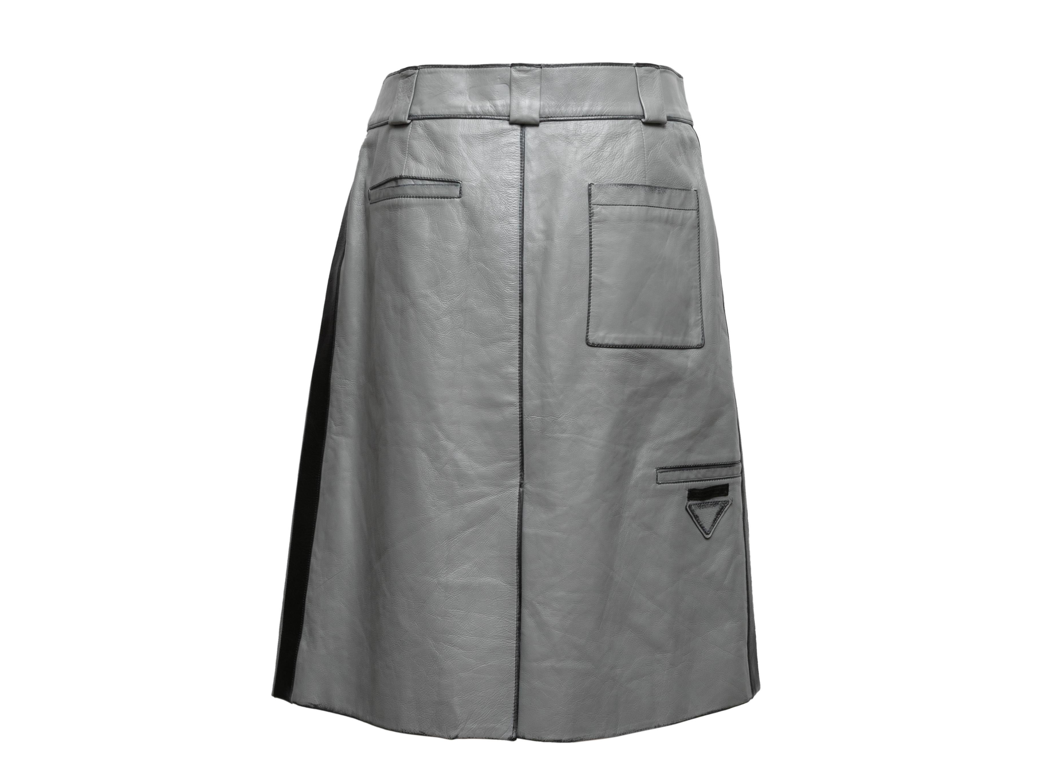 Grey Prada 2018 Leather Skirt Size IT 46 For Sale 1
