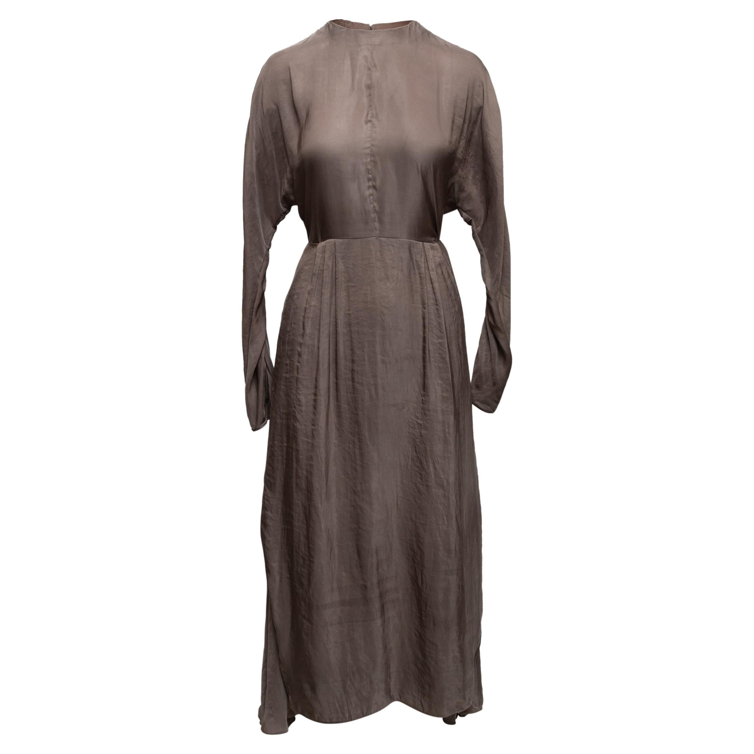 Grey Prada 2019 Silk Long Sleeve Dress Size US M For Sale