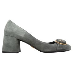 Grey Prada Suede Buckle Pumps Size 39