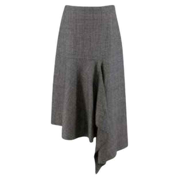 grey Prince of Wales check wool asymmetric skirt For Sale