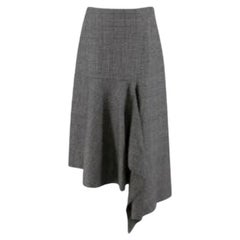 grey Prince of Wales check wool asymmetric skirt