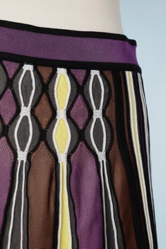 Grey, purple and yellow knitted skirt M Missoni