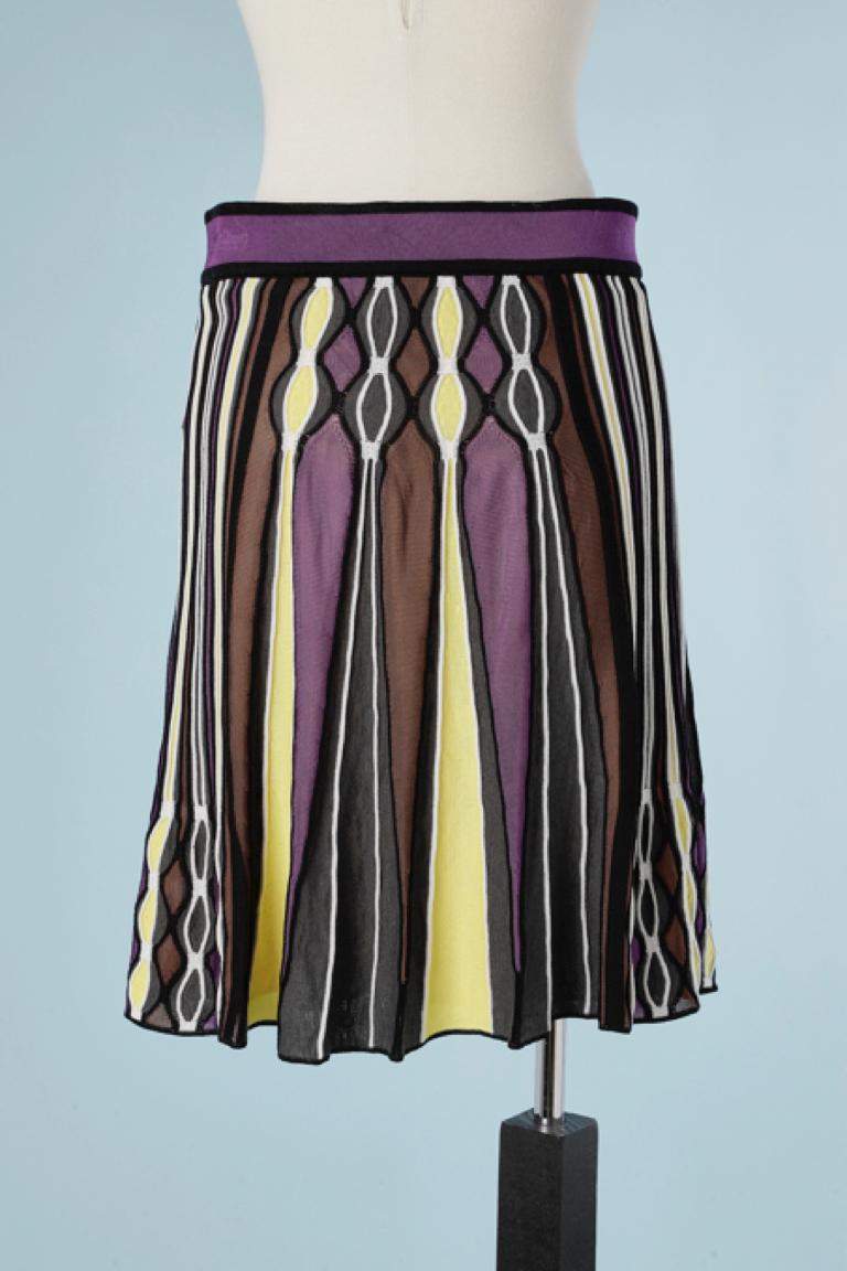 Black Grey, purple and yellow knitted skirt M Missoni  For Sale