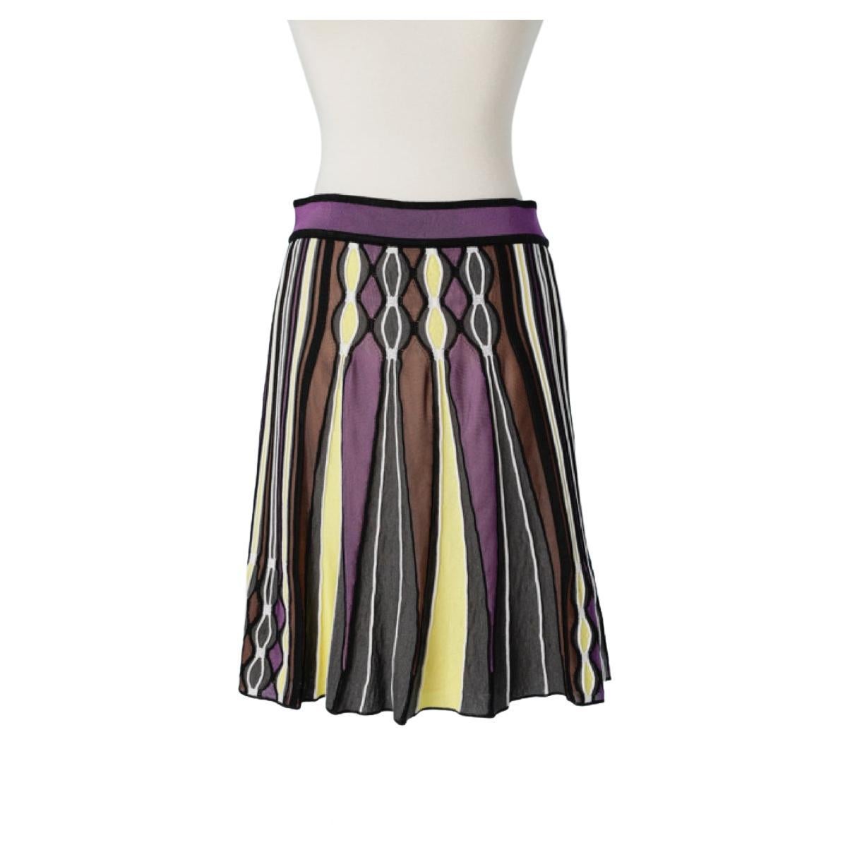 Grey, purple and yellow knitted skirt M Missoni  For Sale