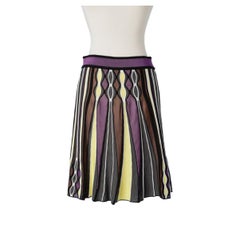 Grey, purple and yellow knitted skirt M Missoni 