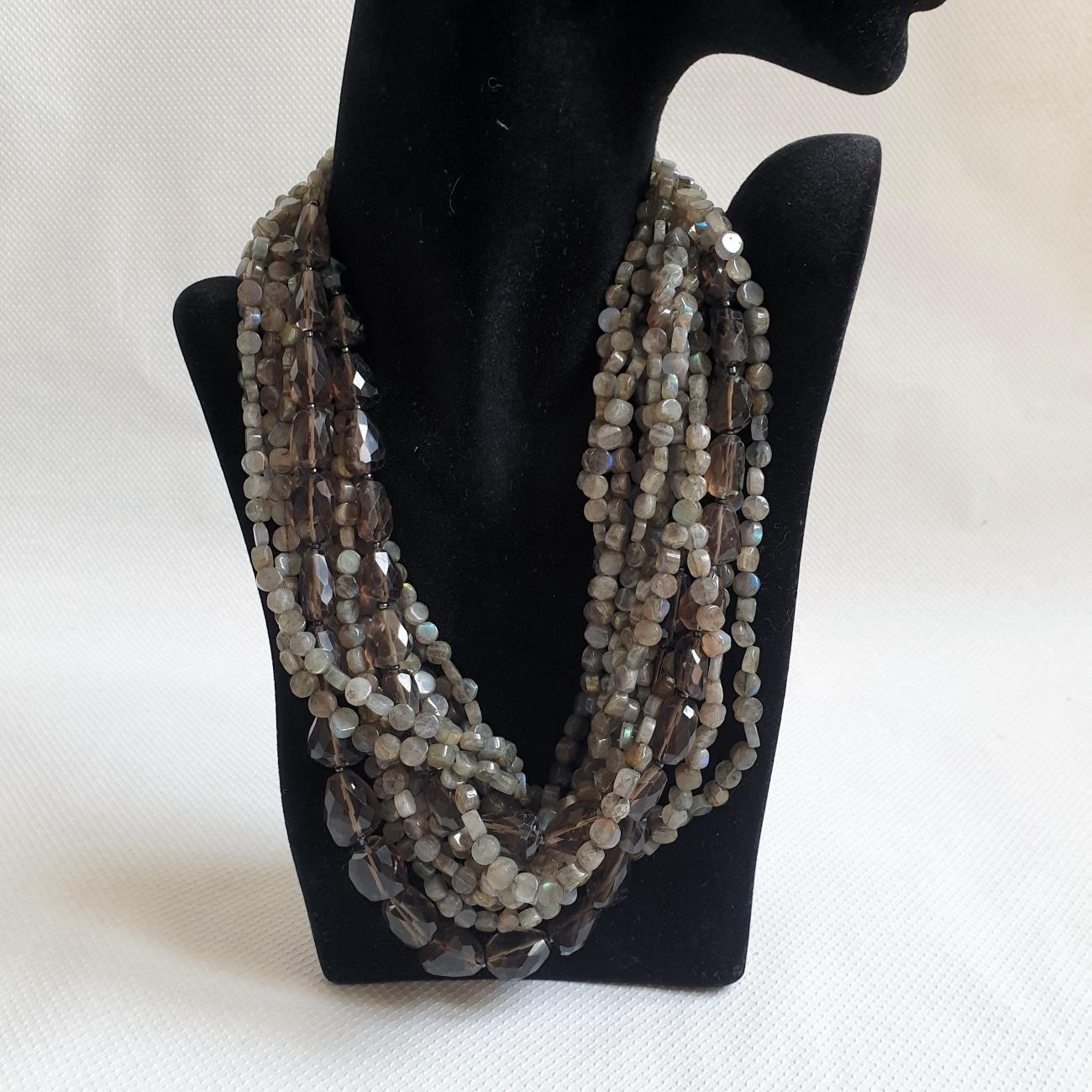 Vintage-Halskette aus grauem Quarzkristall, Frankreich (Moderne) im Angebot