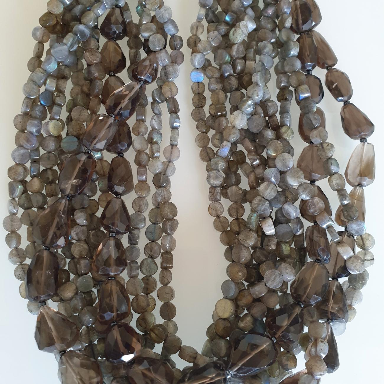 Bead Grey Quartz Crystal Vintage Necklace, France For Sale