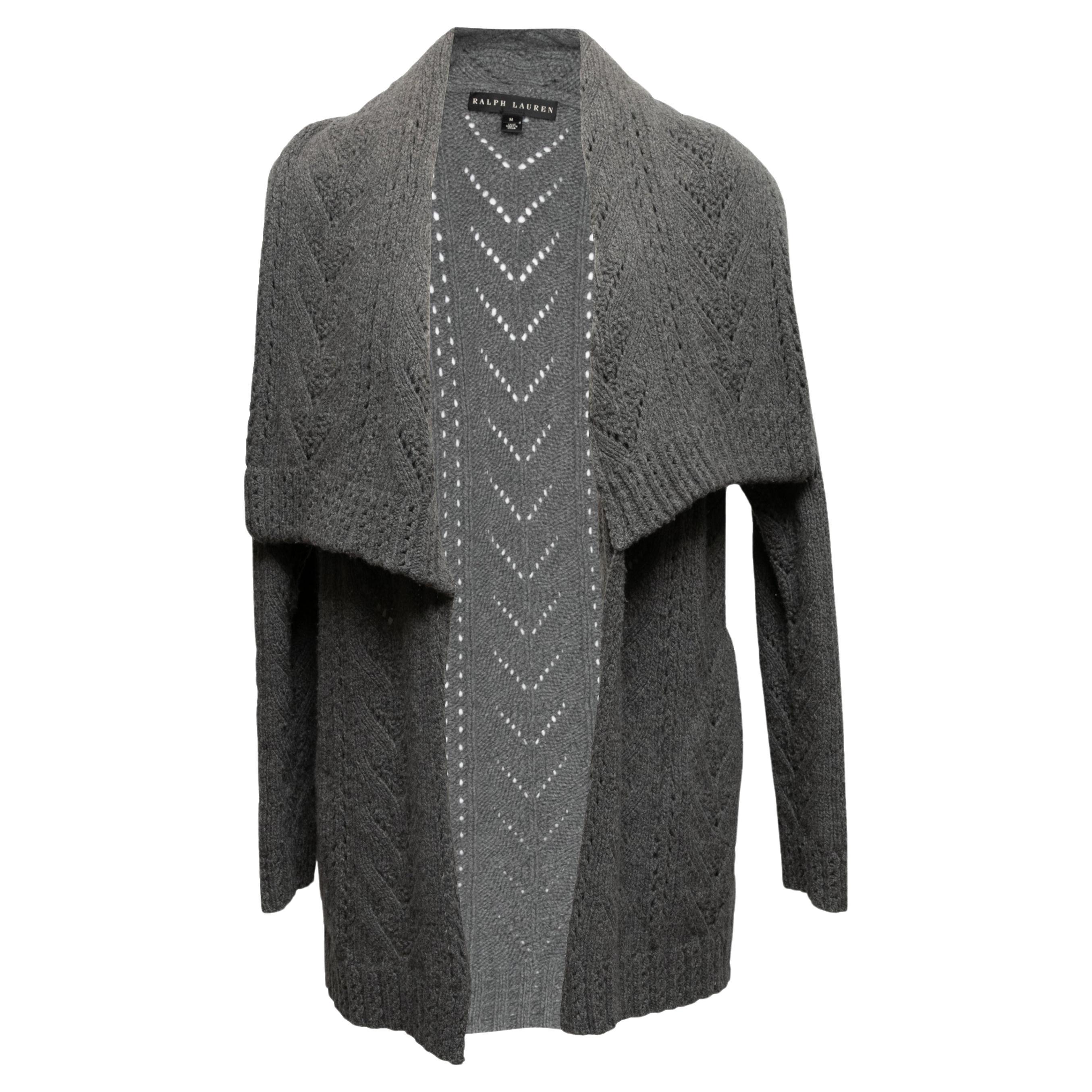 Grey Ralph Lauren Black Label Merino Wool & Cashmere Cardigan Size US M For Sale