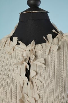 Grey rayon sweater with silk organza bow in the middle front Chanel