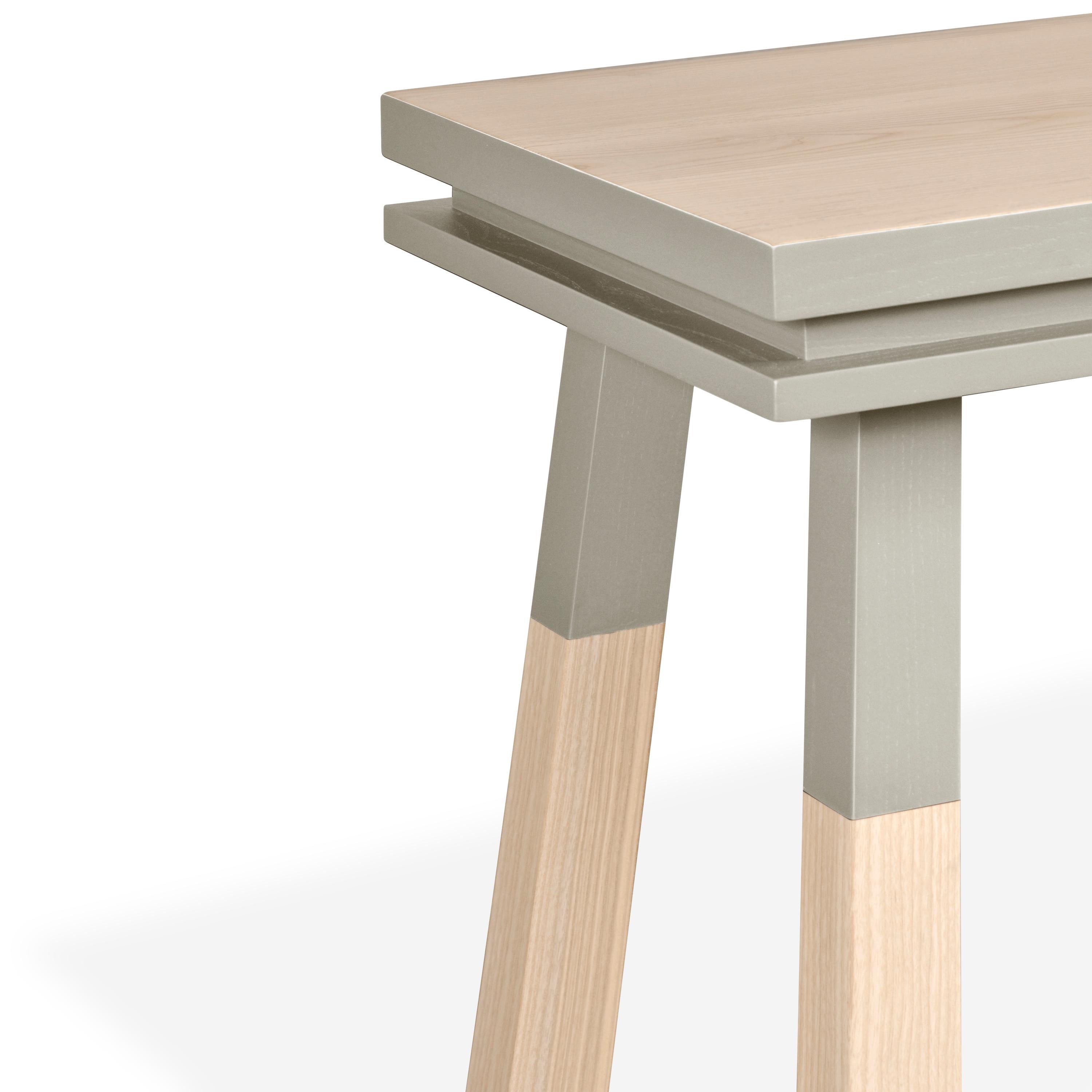 Contemporary Grey table in solid wood, scandinavian design by E. Gizard, Paris - craft made For Sale