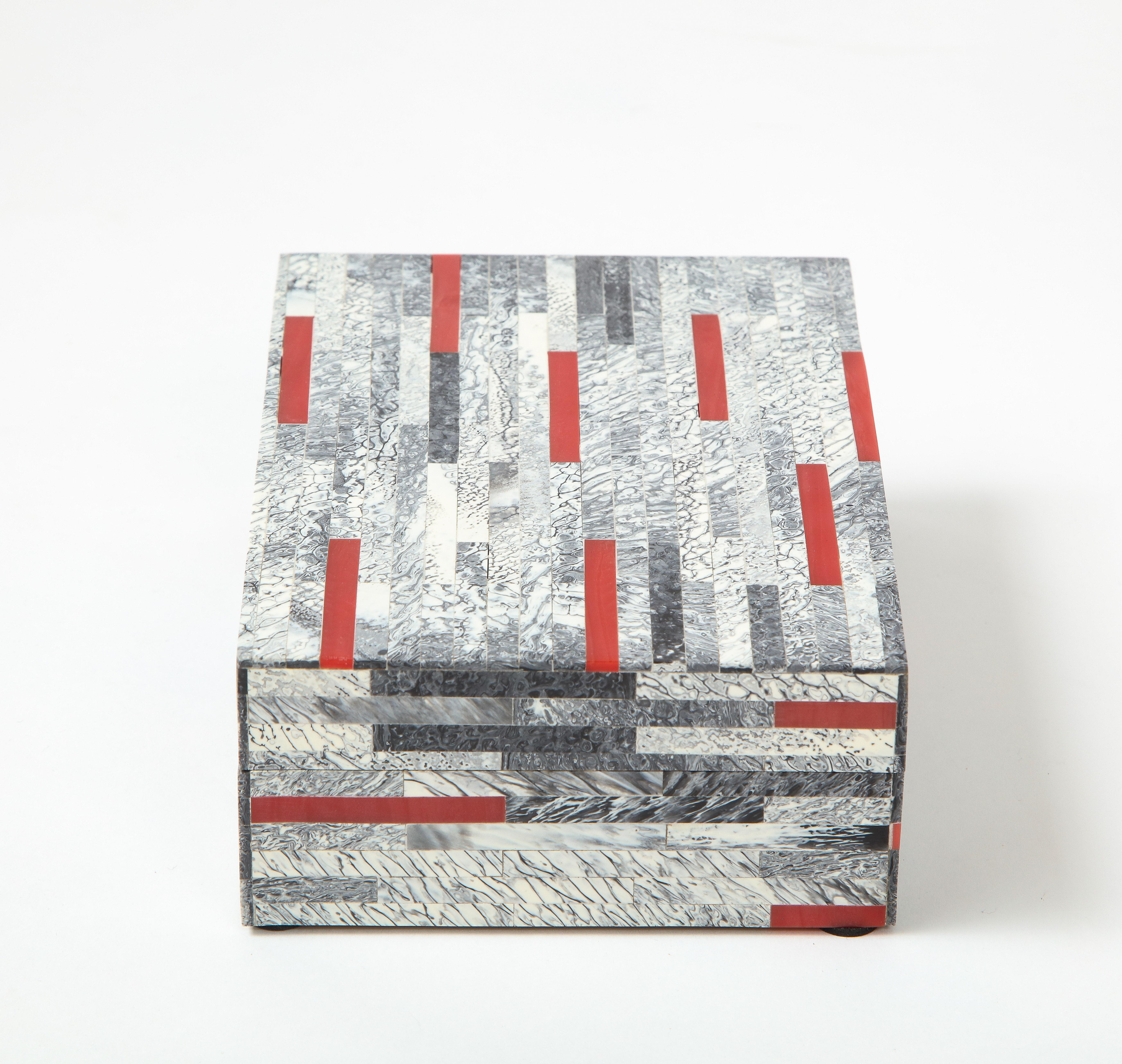 Philippine Grey, Red Bone Tile Box For Sale