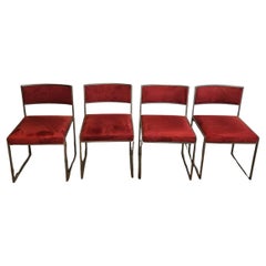 Grey - Red Set of 4 "willy Rizzo" Dining Chairs.