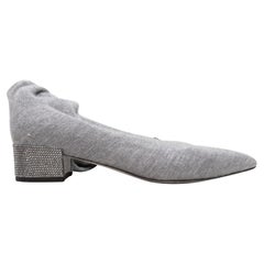 Rene Caovilla, grigio, stivali a punta con calzino impreziosito, misura 36