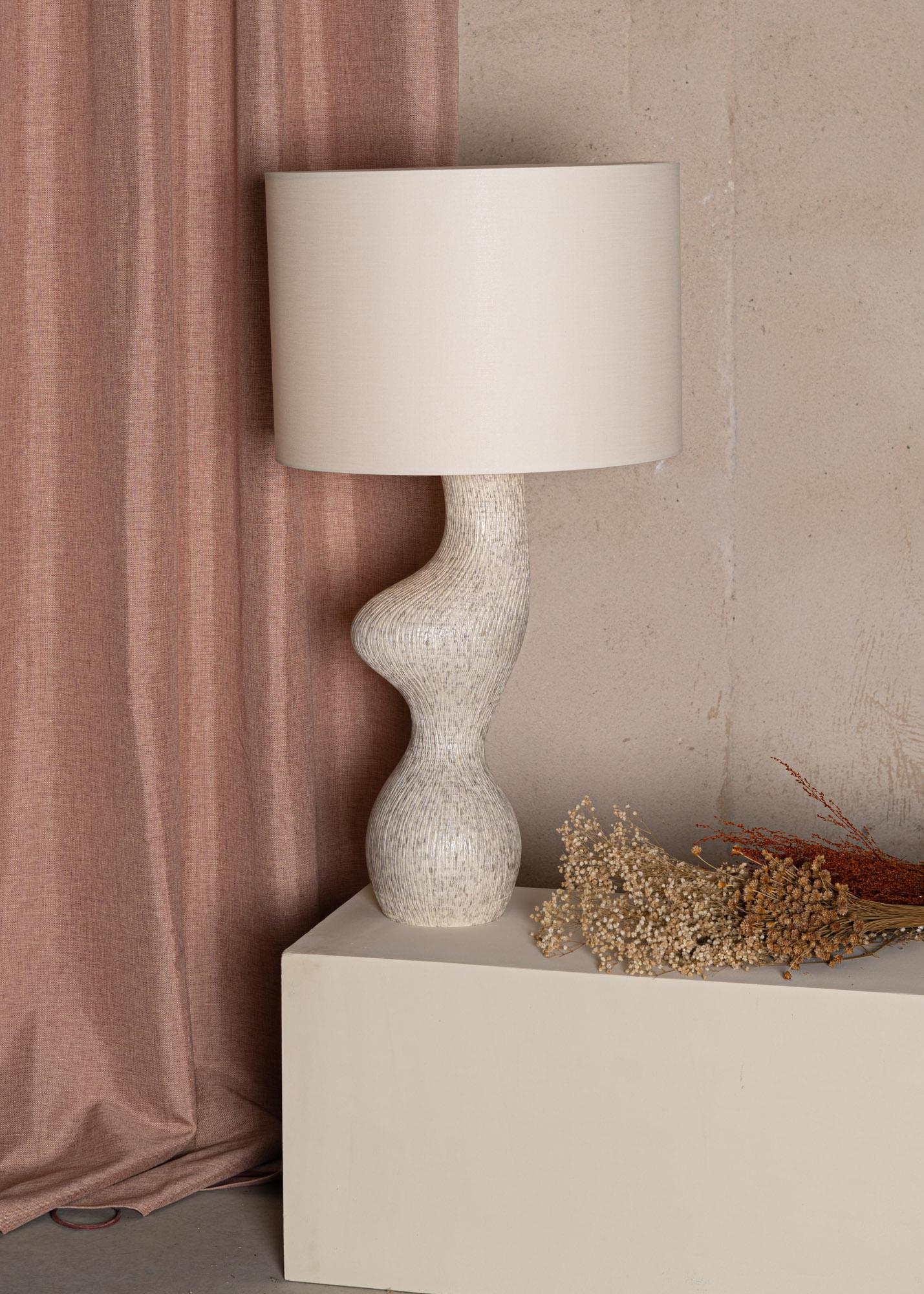 Other Grey Ribbed Ceramic Venuso Table Lamp by Simone & Marcel For Sale