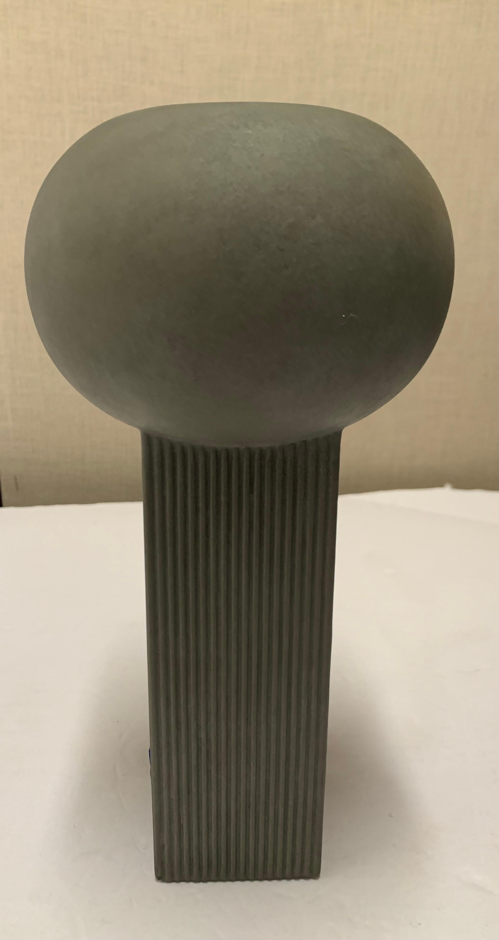 Grey Ribbed Column with Globe Top Danish Design Vase, Contemporary In New Condition For Sale In New York, NY