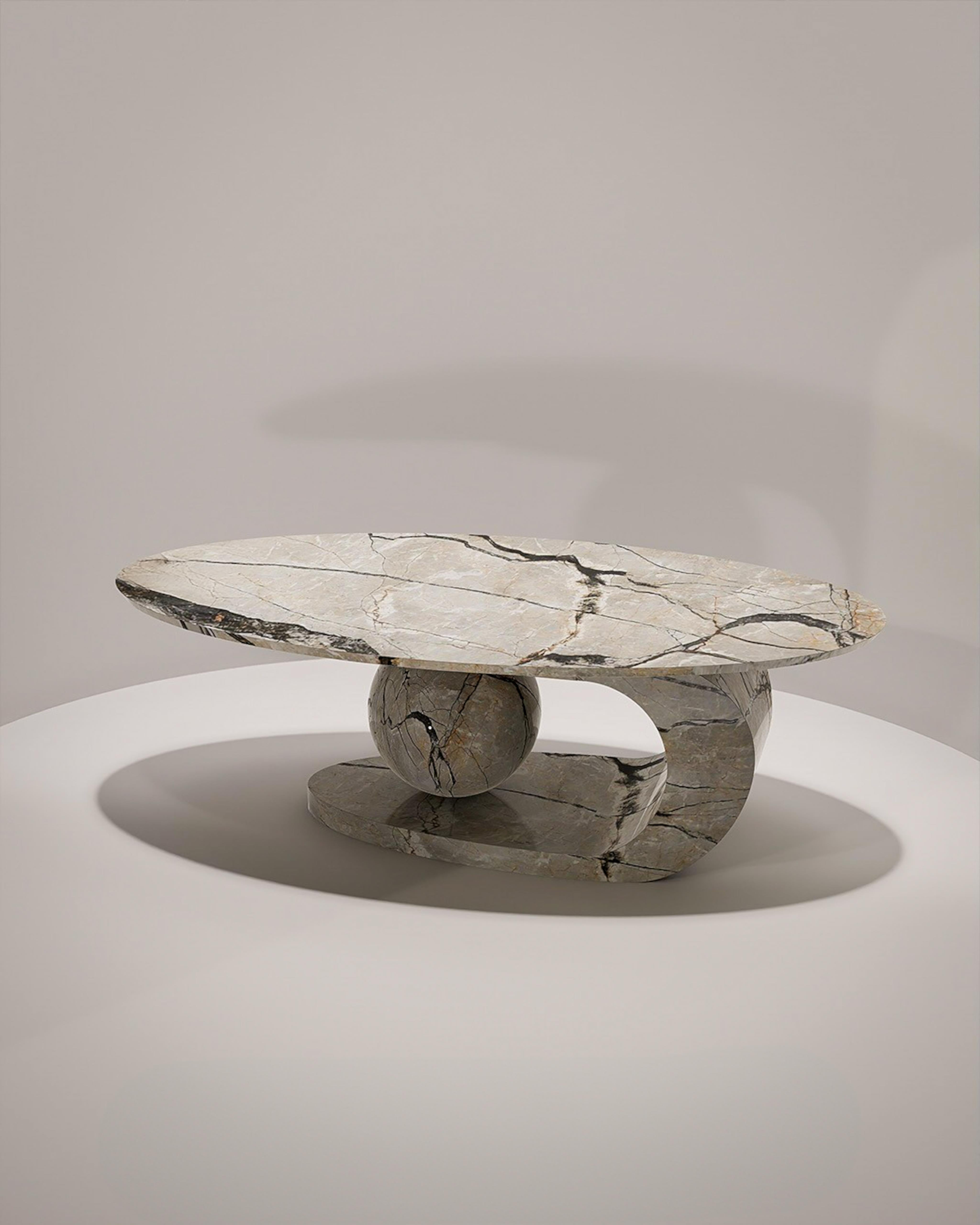 Mesa de centro de mármol de edición limitada Grey Roots, diseño de mesa de centro personalizada Artes y manualidades en venta