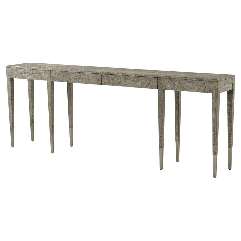 Grey Rustic Long Console Table For Sale