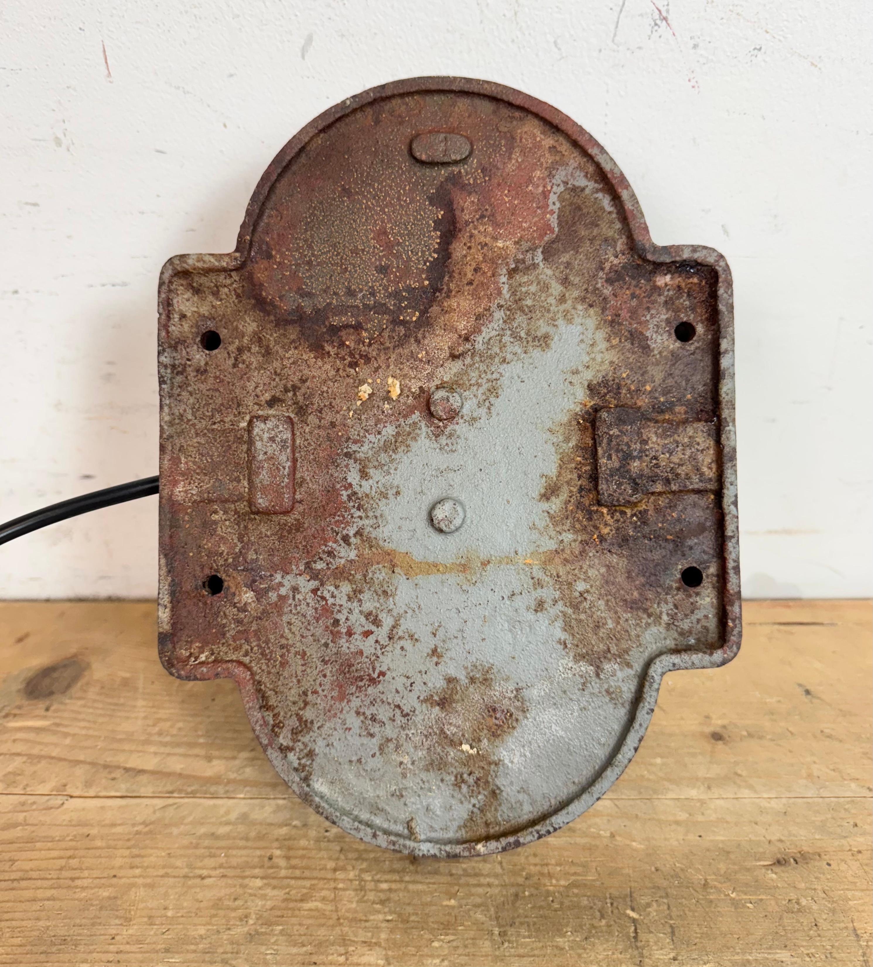 Grey Rusty Industrial Cast Iron Wall Light from Elektrosvit, 1960s For Sale 9