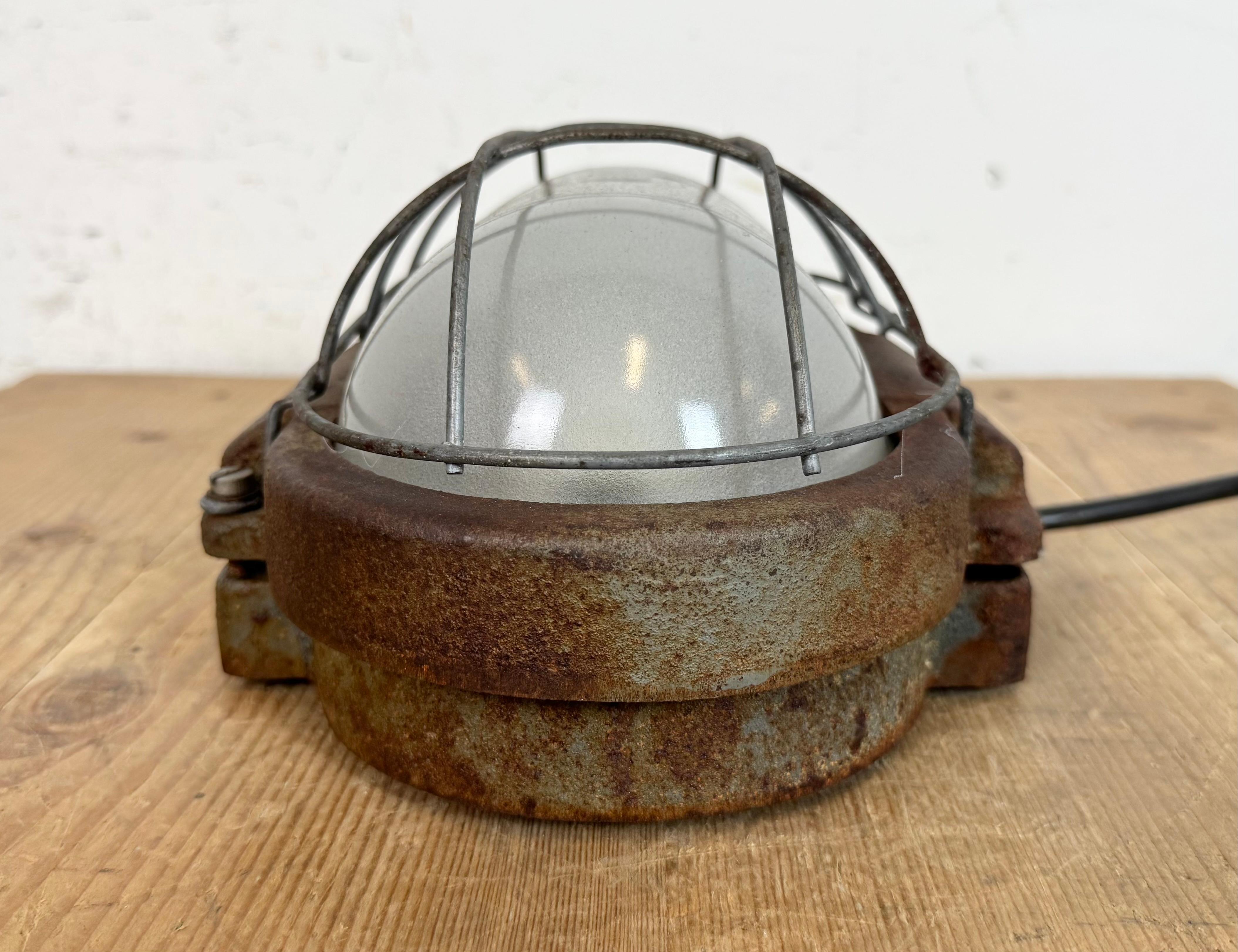 Late 20th Century Grey Rusty Industrial Cast Iron Wall Light from Elektrosvit, 1960s For Sale