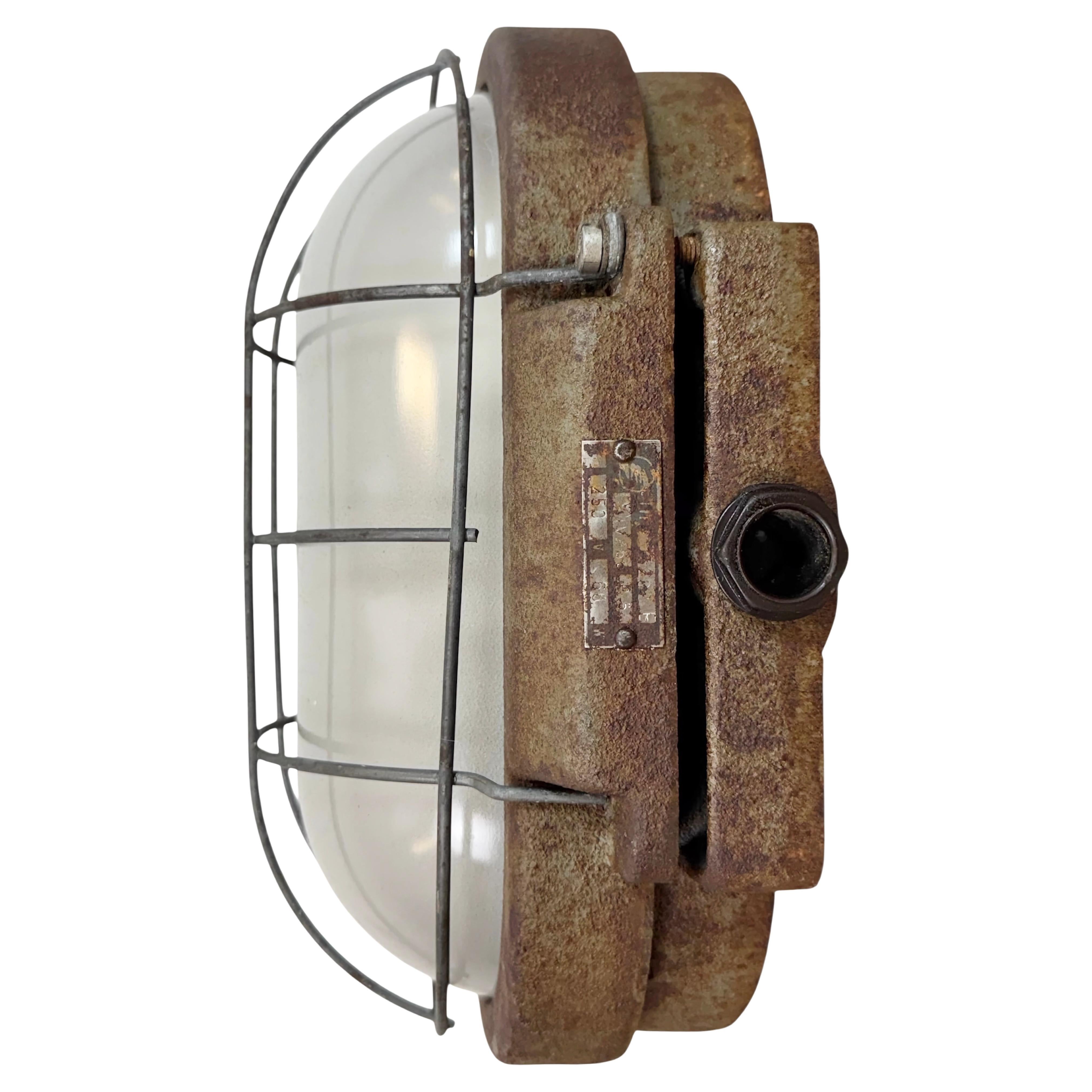 Grey Rusty Industrial Cast Iron Wall Light from Elektrosvit, 1960s For Sale