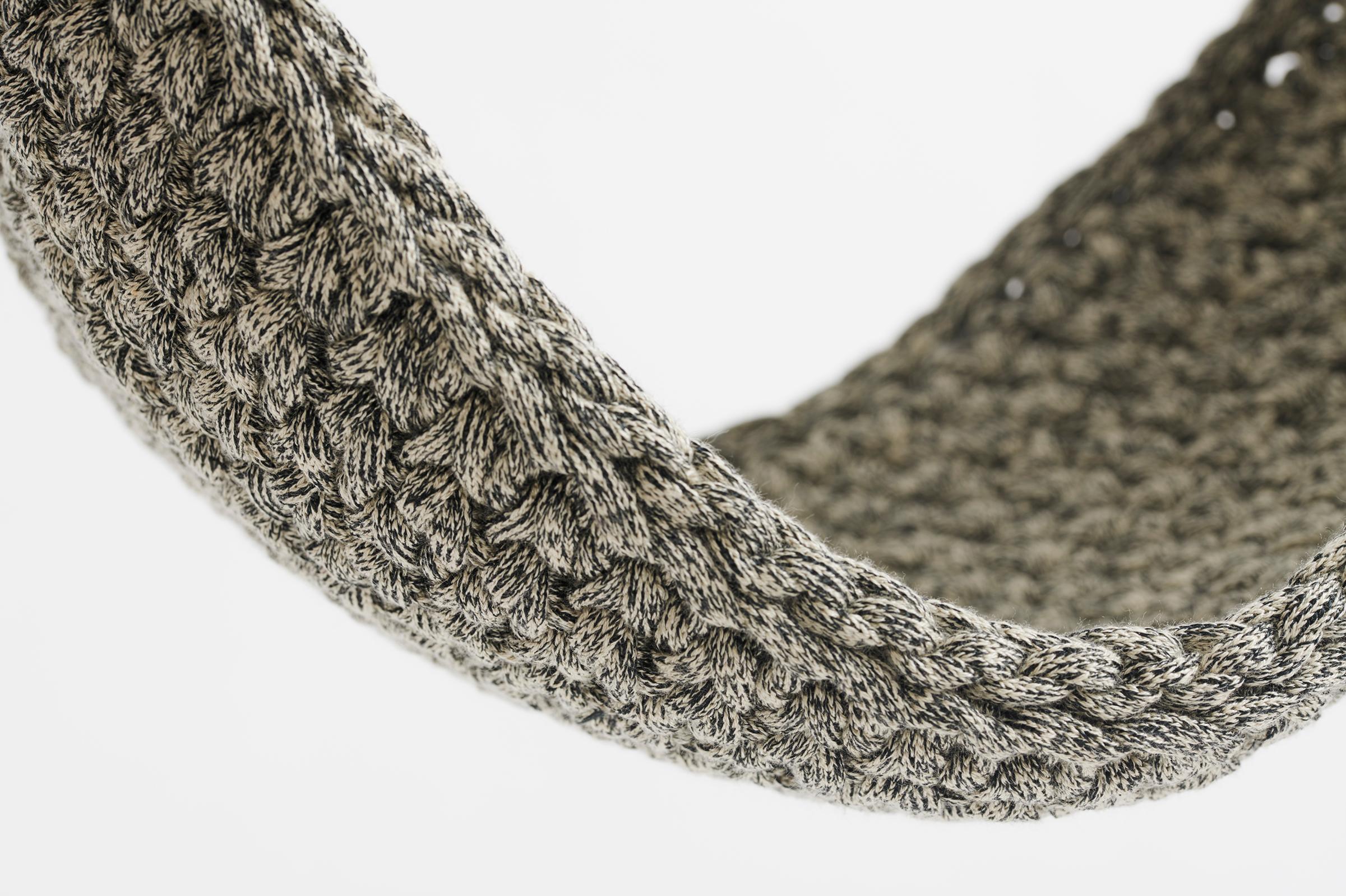 Israeli Grey Saddle Swing Handmade Crochet Outdoor UV Protected Textile Hammock Seat For Sale