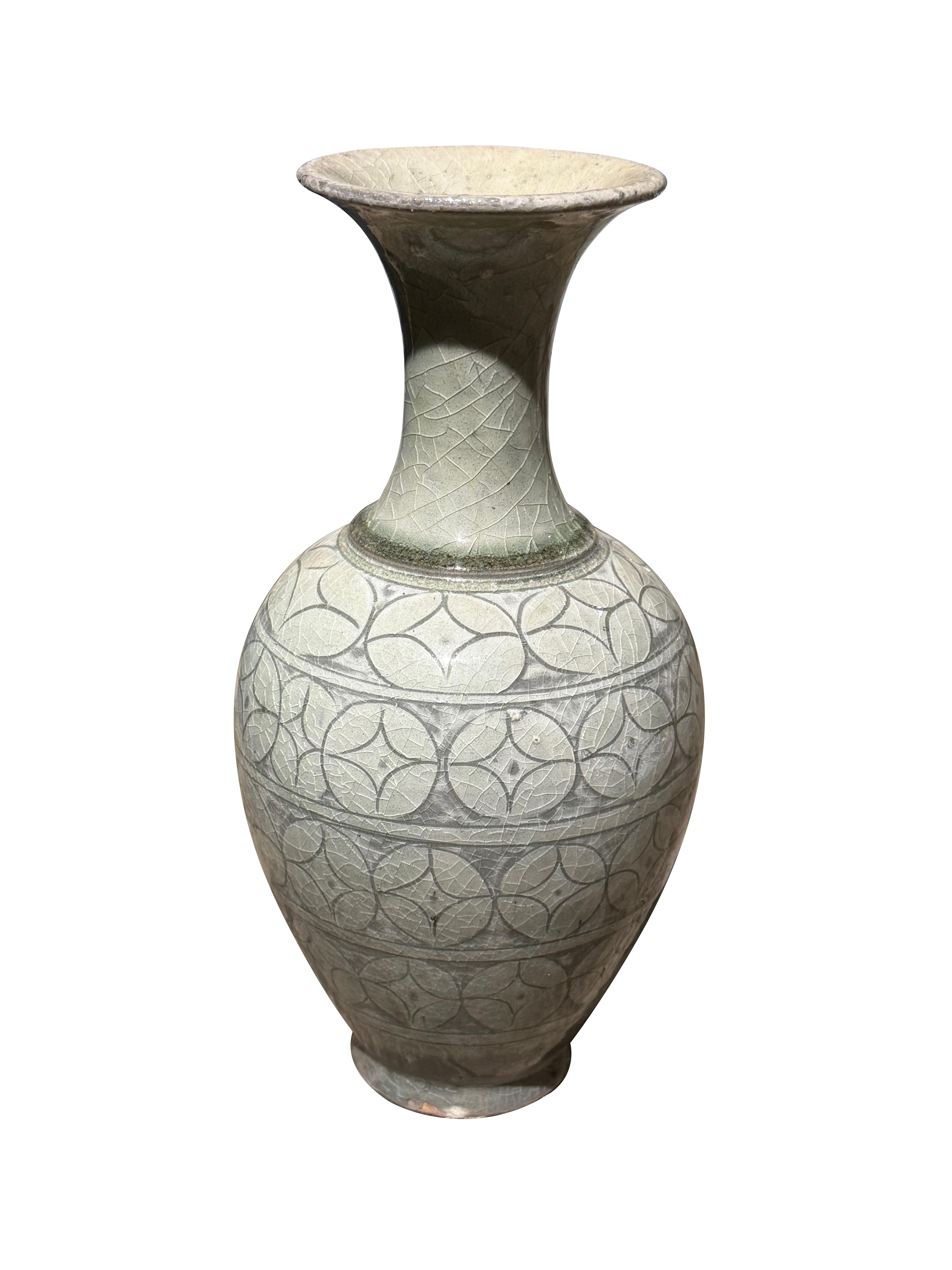 Grey-Sage Geometric Design Collection Of Vases, China, Contemporary In New Condition For Sale In New York, NY