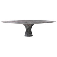 Grey Saint Laurent Contemporary Marble Low Oval Table 27/130 by Angelo Alinea