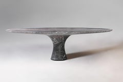 Grey Saint Laurent Contemporary Marble Low Oval Table 36/190 by Angelo Alinea