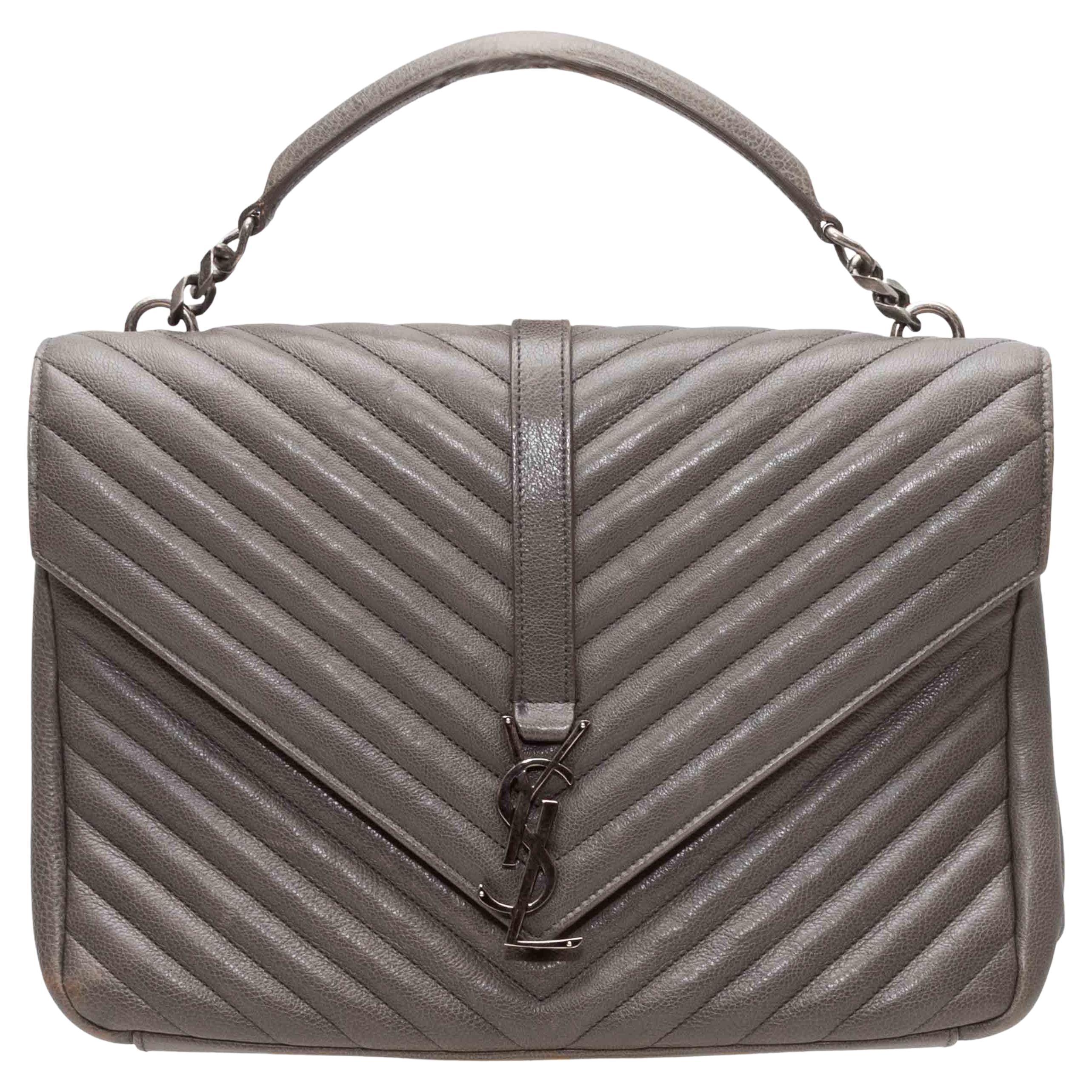 Gris Saint Laurent Lou Lou Matelasse Sac à main