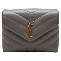 Grey Saint Laurent Loulou Toy Matelasse Crossbody Bag