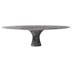 Grey Saint Laurent Refined Contemporary Marble Oval Low Table 130/27