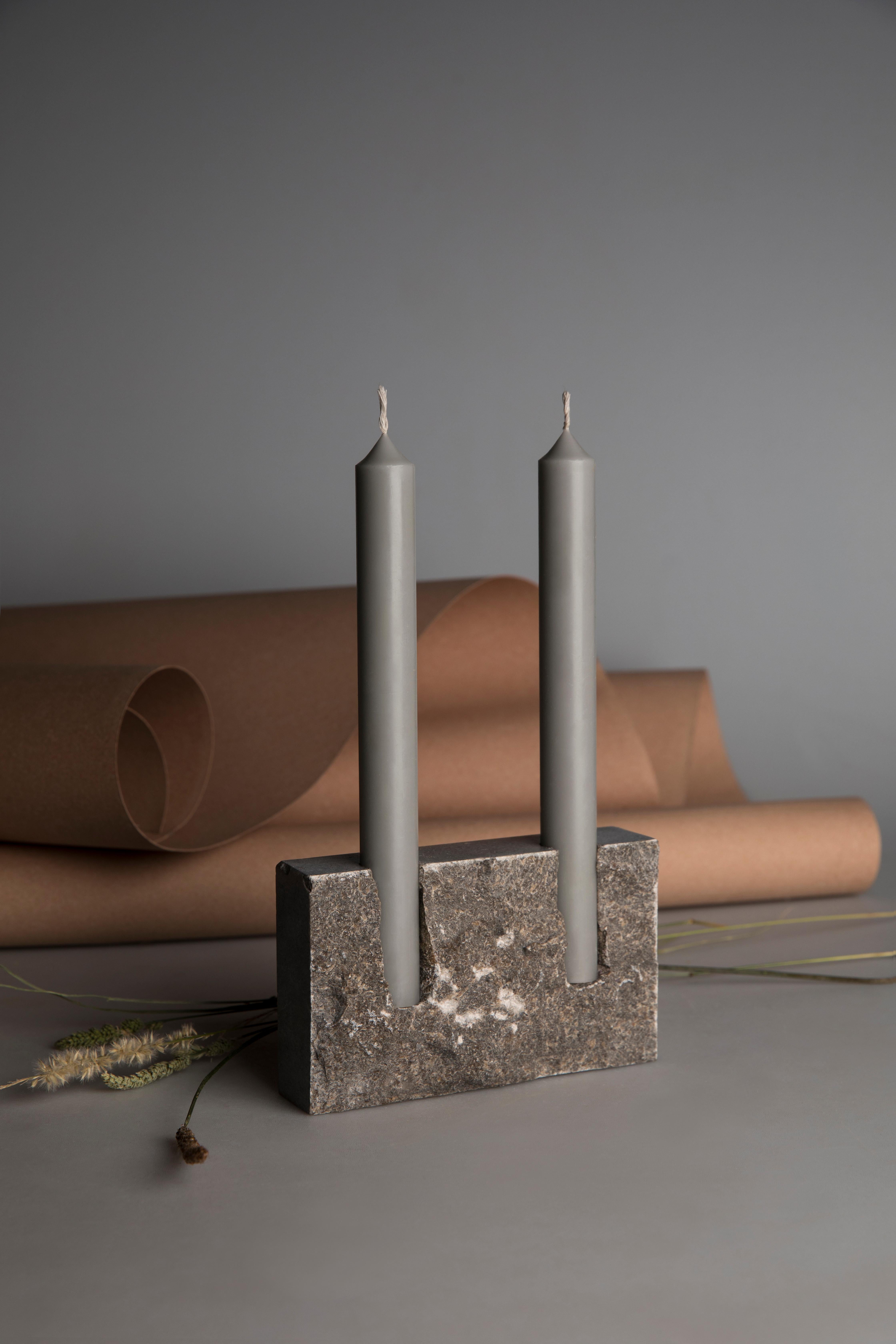 Organic Modern Grey Sant Vicenç Sculpted Candleholder by Sanna Völker
